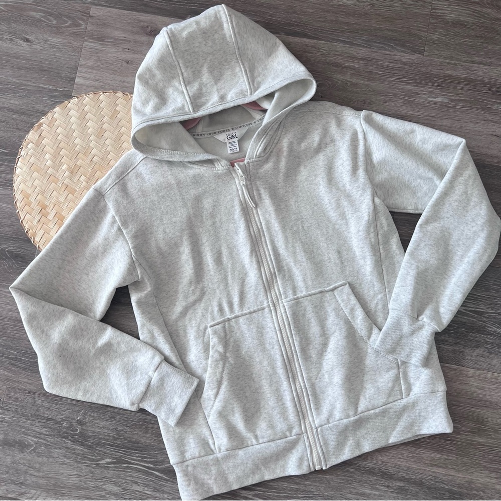 Athleta girl light gray full zip up‎ jacket